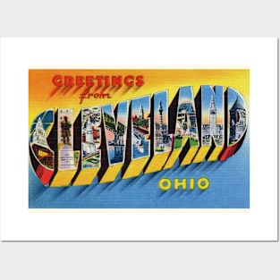 Greetings from Cleveland Ohio, Vintage Large Letter Postcard Posters and Art